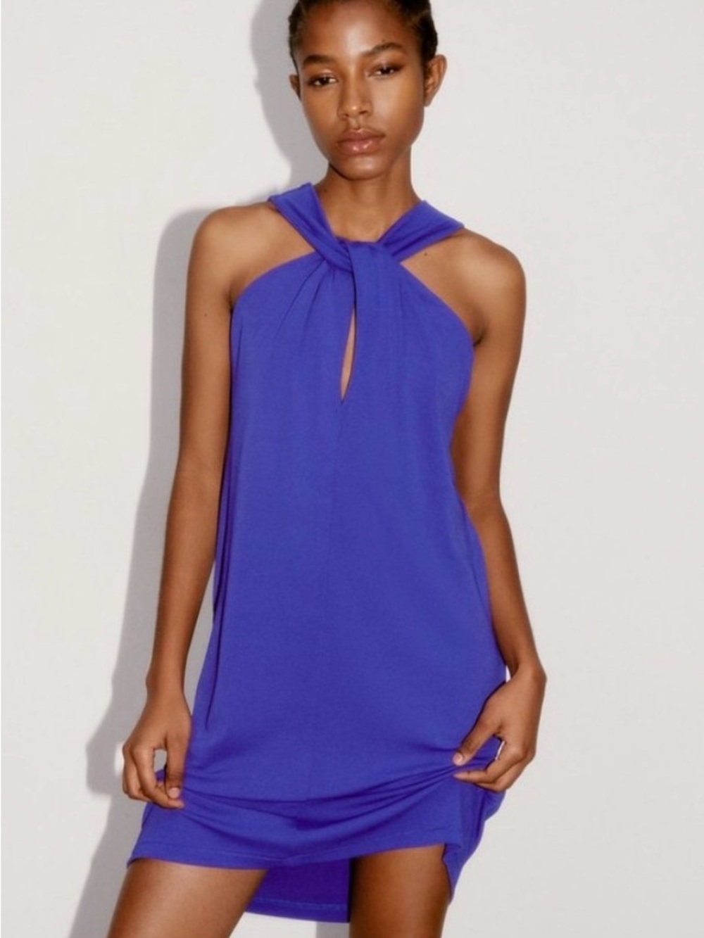 Zara Cobalt Halter Knot Mini Dress